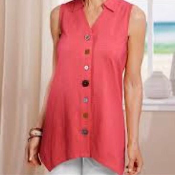 Soft surroundings danielle button front tank top M - Picture 1 of 6